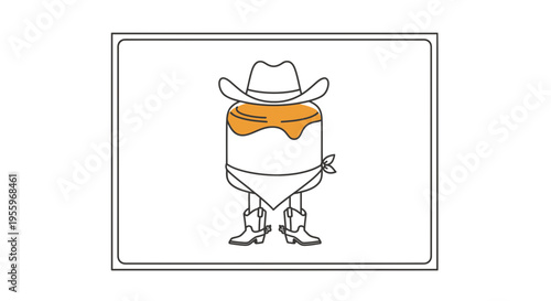 Funny Cowboy Cake Character with Boots and Hat, Cartoon Style