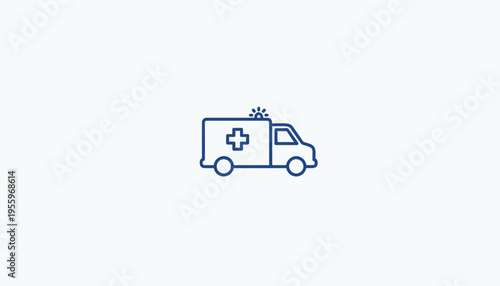 Ambulance Icon, Medical Emergency Vehicle, Healthcare Symbol
