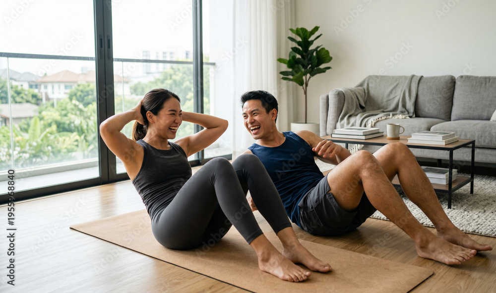 Fototapeta premium Couple Home Workout