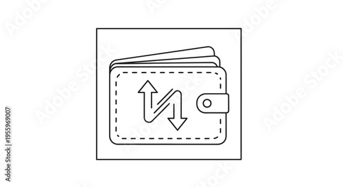 Digital Wallet Icon with Arrows: Secure Online Payment and Financial Transactions