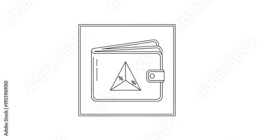 Digital Wallet Icon with Geometric Triangle Symbol, Cryptocurrency Concept
