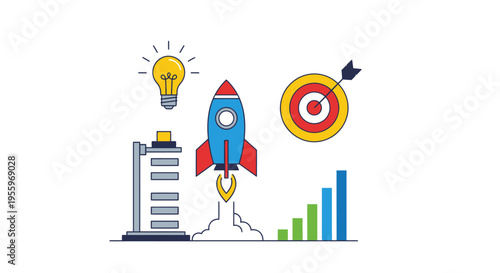 Rocket Ship Launching into Space.