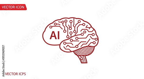 Artificial Intelligence Brain Vector Icon.