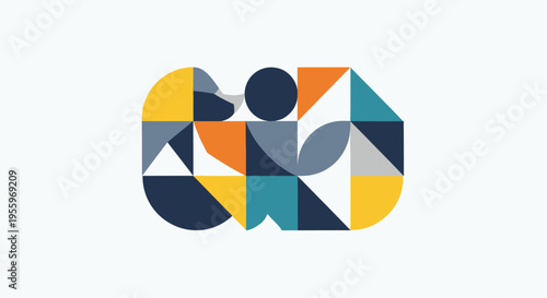 Colorful geometric shapes logo design.