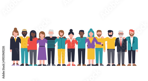 Diverse group of people standing together.