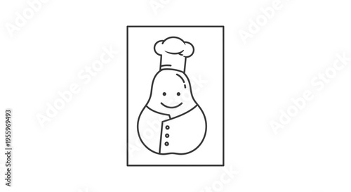 Cute Pear Chef Character with Chef Hat and Uniform, Cartoon Style