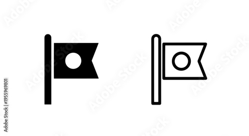 Location pin flag marker destination pointer black glyph and outline vector icon design