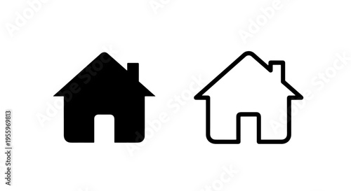 Home house building residence real estate black glyph and outline vector icon