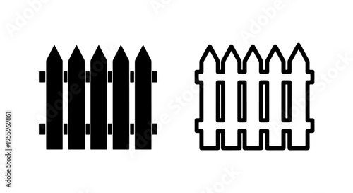 Picket fence icon: classic home boundary symbol for garden, property, and outdoor privacy