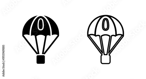 Parachute icon: adventure sport symbol for skydiving, air travel, and thrilling descent