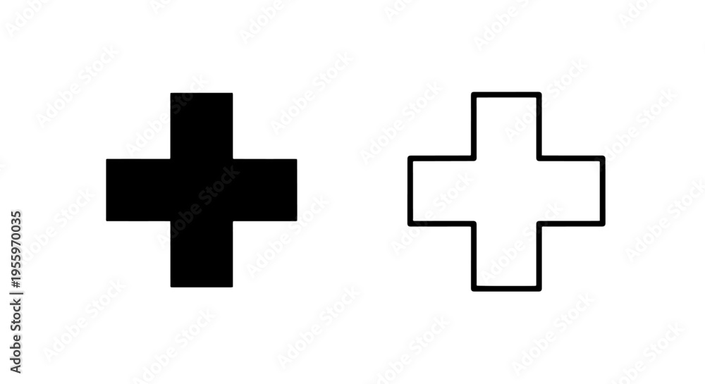 Fototapeta premium Square cross medical icon set: health, plus sign, first aid, and pharmacy concept