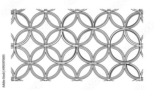 Black and White Circular Seamless Pattern Abstract Geometric Vector Swatch for Textile and Surface Design