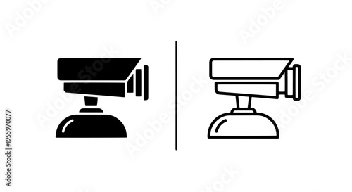Security camera icon set: surveillance, cctv, monitoring, protection, and privacy symbol
