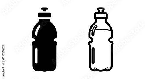 Sports water bottle icon set for hydration and fitness vector graphic