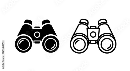 Binoculars icon set for vision exploration and discovery vector graphic