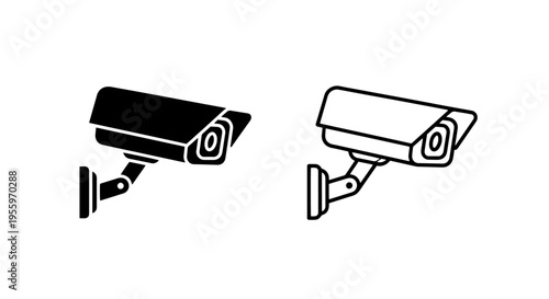 Security camera icon set: modern cctv surveillance system pictogram for home safety