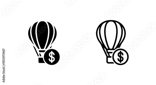 Hot air balloon with dollar coin icon illustrating high travel costs and investment inflation concepts