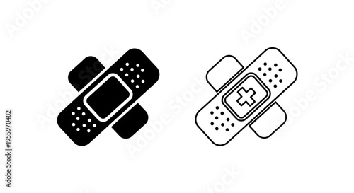 Medical bandage icons representing first aid wound care and healthcare clinical treatment services