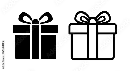 Gift box icons for holiday celebration birthday surprise and commercial shopping store promotions