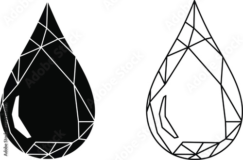 Geometric teardrop shapes black and white Vector