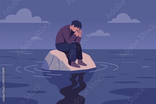 A person sits alone, appearing sad and isolated