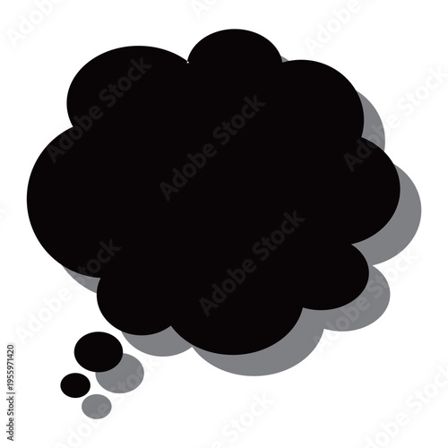 もくもくした雲形の思考吹き出し