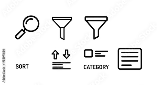 Black icons for data filtering tools.
