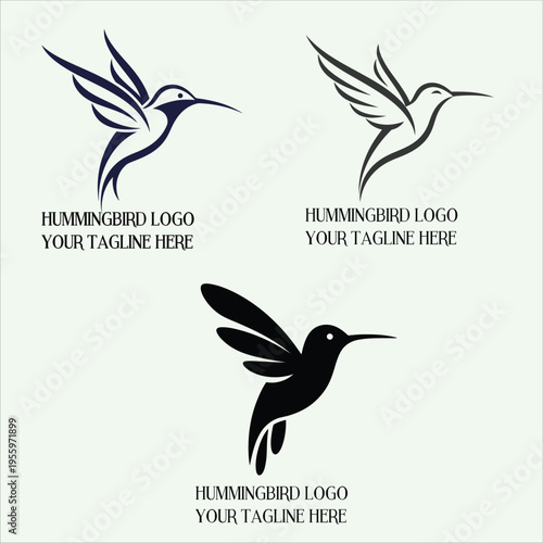 Title: Elegant Hummingbird Bird Logo Minimal Vector