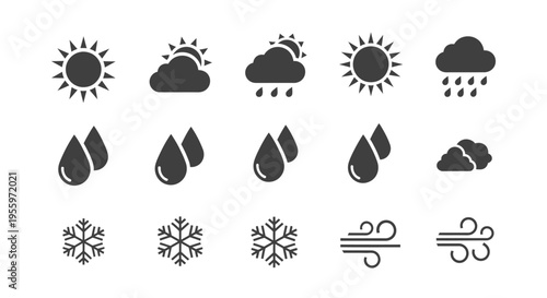 Weather forecast icons on white background.