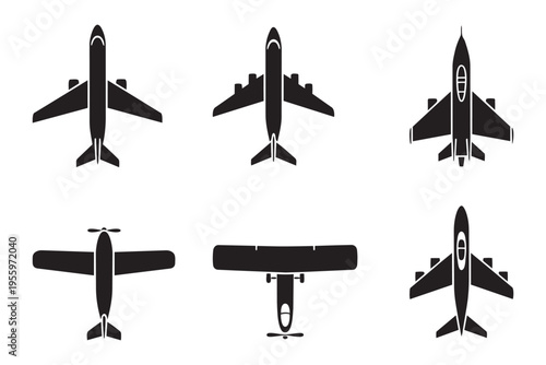 Top view airplane passenger jet flying vector illustration aircraft commercial airliner icon