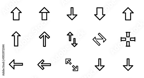 Black and white arrow icons set.