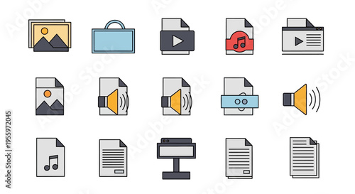 Collection of file type icons.