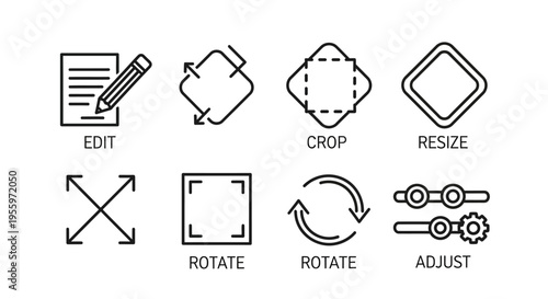 Photo Editing Tools Icons Set.