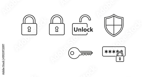 Security icons with lock and key.