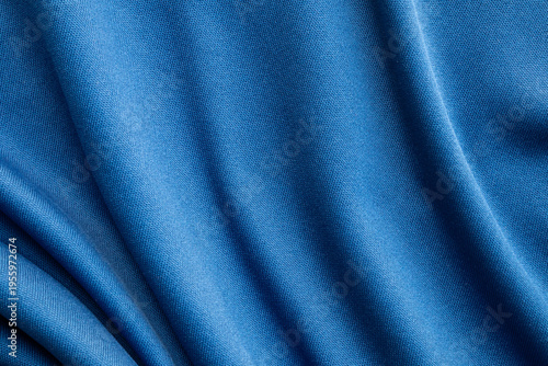 Blue sports clothing fabric football shirt jersey texture close up