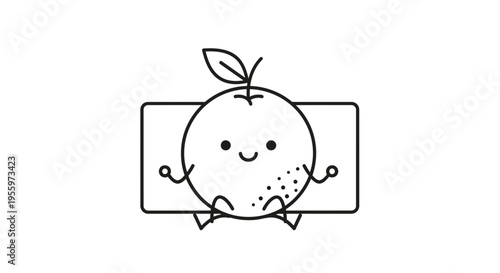 Cute Orange Character Meditating on Yoga Mat, Healthy Lifestyle