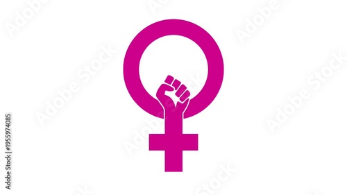 Animation of international women's day icon celebration with fist
