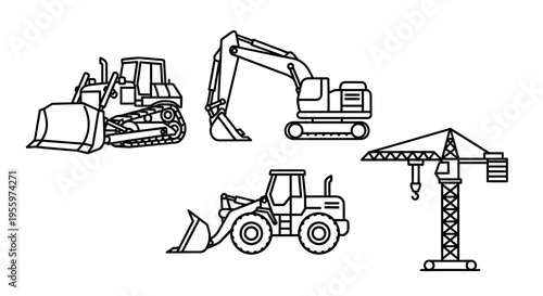 Heavy machinery construction equipment vehicles.