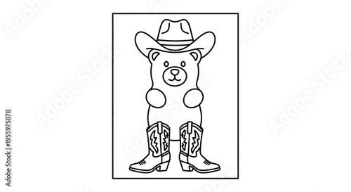 Cute Gummy Bear Cowboy with Boots and Hat, Whimsical Character Illustration
