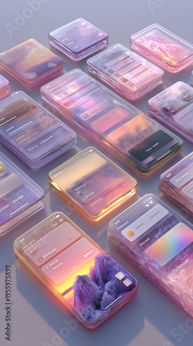 modern UI user interface design of transparent dialog box and colorful app 