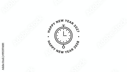 Happy New Year 2028 Clock Countdown Icon