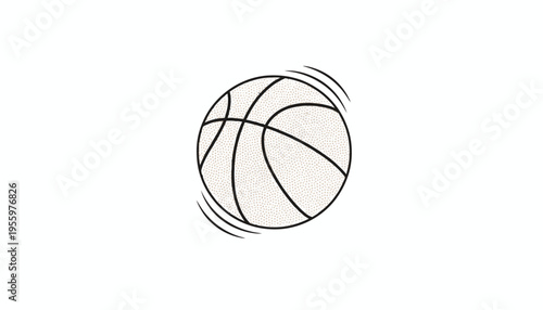 Dynamic Basketball Illustration: Motion Blur Effect on White Background