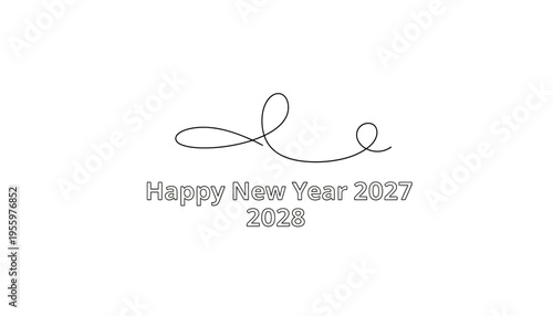 Elegant Calligraphy Swirl Happy New Year 2027 Greeting Card Design