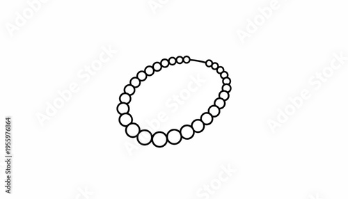 Elegant Pearl Necklace Icon, Simple Line Art Jewelry Design