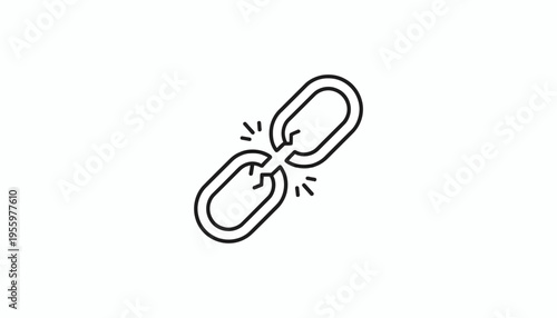 Broken Chain Link Icon Symbolizing Connection Failure, Disconnection, and Weakness