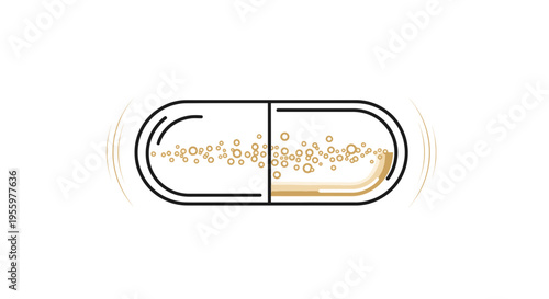 Capsule with Effervescent Granules and Bubbles, Medical Concept