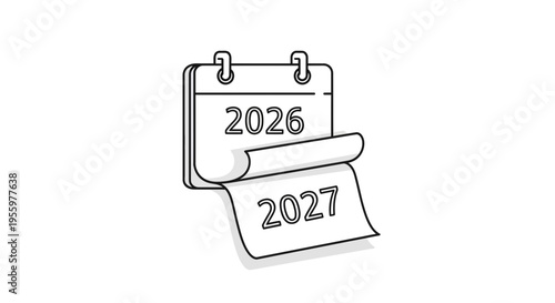 Calendar flips from 2026 to 2027, symbolizing time passing and new year transition.