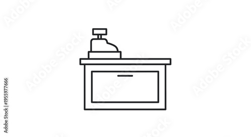Cash Register Icon on Counter - Retail Business and Commerce Symbol