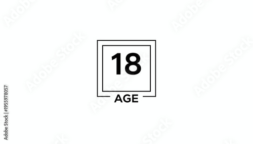 Age Restriction 18 Symbol, Mature Content Warning, Graphic Icon