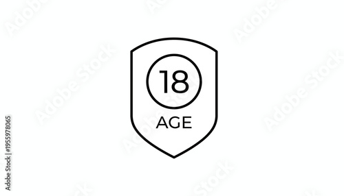 Age Restriction 18 Symbol Shield Icon, Minimum Age Limit, Adult Content Warning